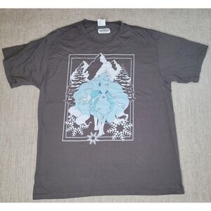 Pokémon T-Shirt Mens L Gray Alolan Ninetales Graphic Tee Short Sleeve
